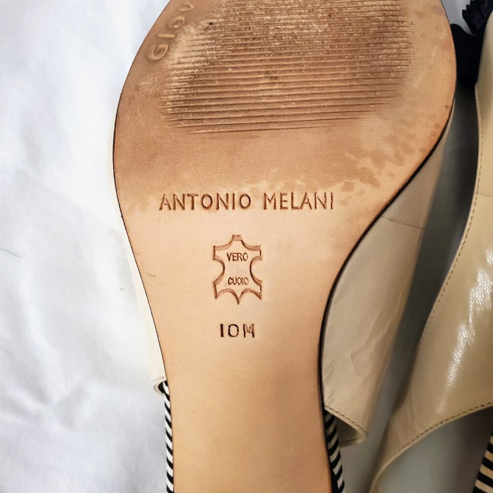 Antonio Melani Two-Tone Black & Cream Pointed Toe Slingback Pumps - Picture 2 of 5